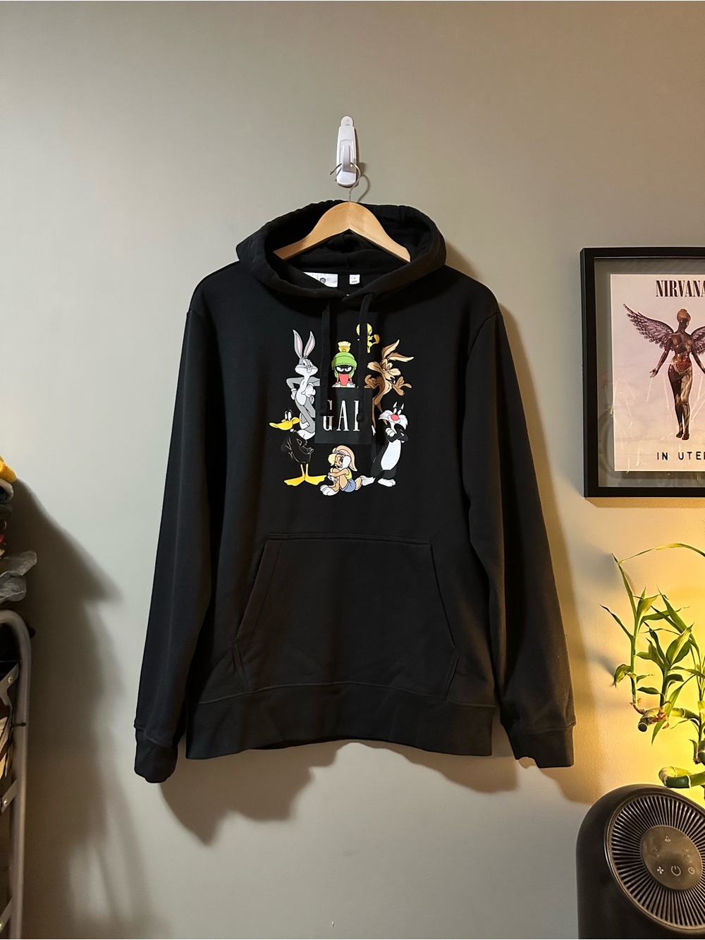 GAP Black Looney Tunes Logo Zip-Up Hoodie